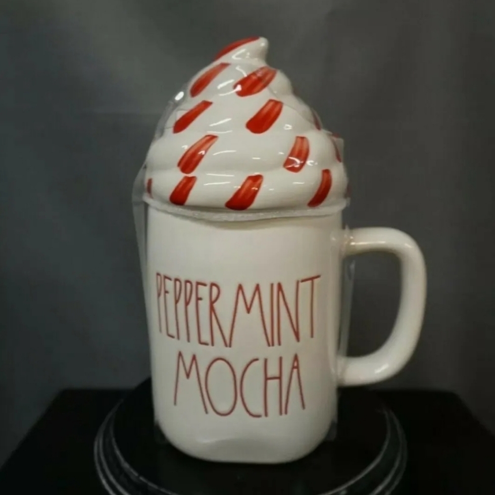 Rae Dunn PEPPERMINT MOCHA Mug with Topper